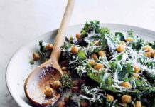Kale Caesar Salad with Roasted Chickpeas â A Family-Friendly Twist kale cesear salad chickpeas